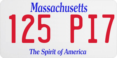 MA license plate 125PI7