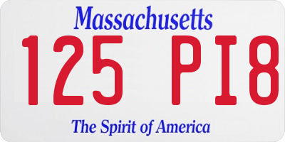 MA license plate 125PI8