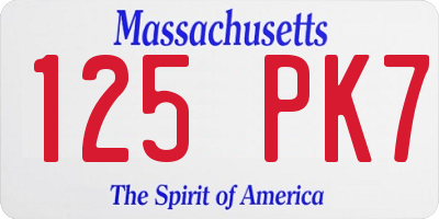 MA license plate 125PK7