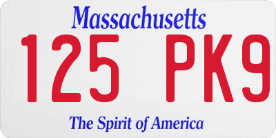 MA license plate 125PK9