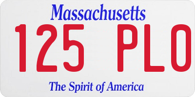 MA license plate 125PL0