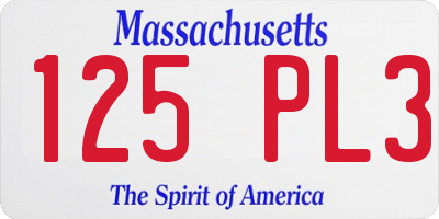 MA license plate 125PL3