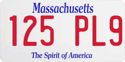 MA license plate 125PL9