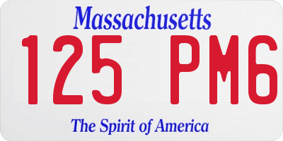 MA license plate 125PM6