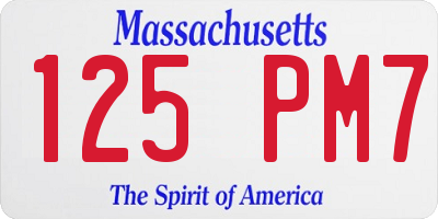 MA license plate 125PM7