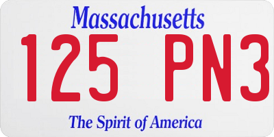 MA license plate 125PN3