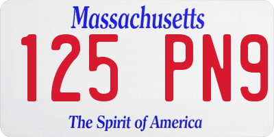MA license plate 125PN9