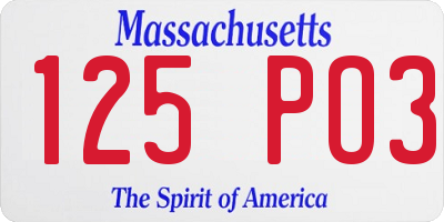 MA license plate 125PO3