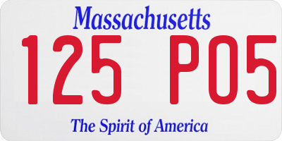 MA license plate 125PO5