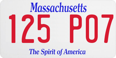 MA license plate 125PO7