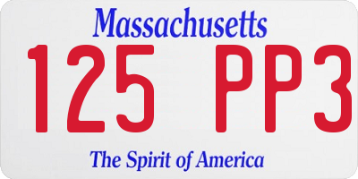 MA license plate 125PP3