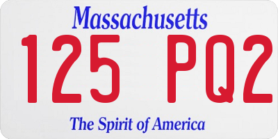 MA license plate 125PQ2