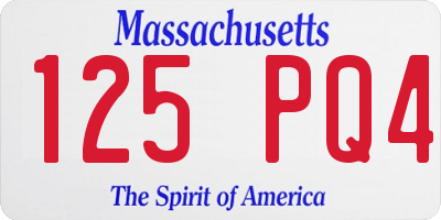 MA license plate 125PQ4