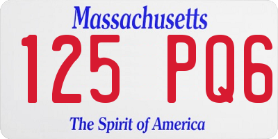MA license plate 125PQ6