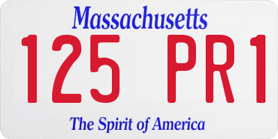 MA license plate 125PR1