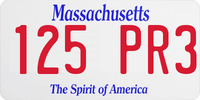MA license plate 125PR3
