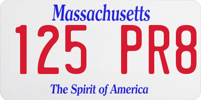 MA license plate 125PR8