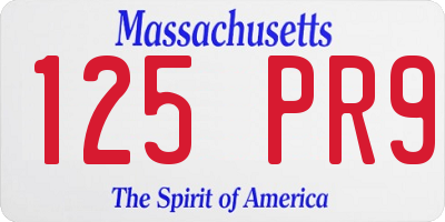 MA license plate 125PR9