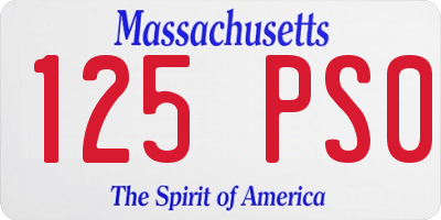 MA license plate 125PS0