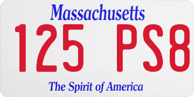 MA license plate 125PS8