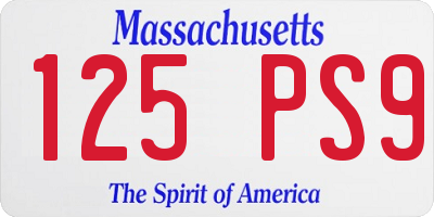 MA license plate 125PS9