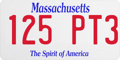 MA license plate 125PT3