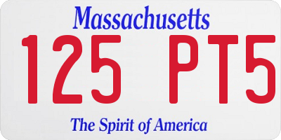 MA license plate 125PT5