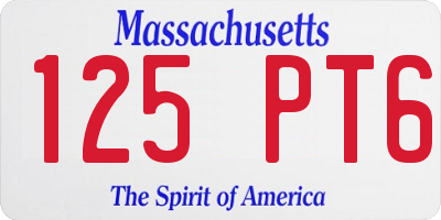 MA license plate 125PT6