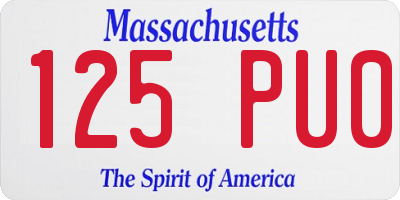 MA license plate 125PU0