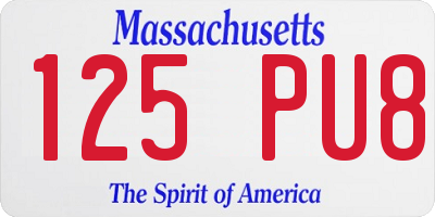 MA license plate 125PU8