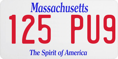 MA license plate 125PU9