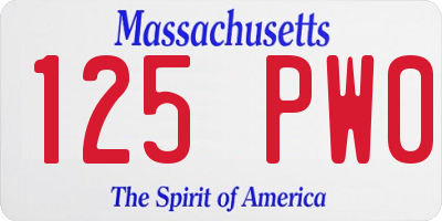 MA license plate 125PW0