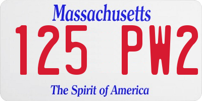 MA license plate 125PW2