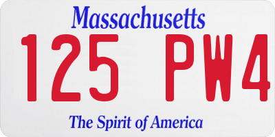 MA license plate 125PW4