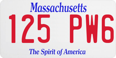 MA license plate 125PW6