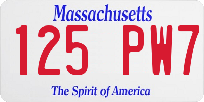 MA license plate 125PW7