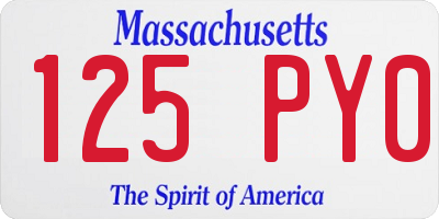 MA license plate 125PY0
