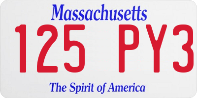 MA license plate 125PY3