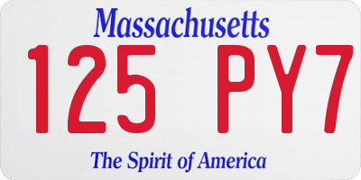 MA license plate 125PY7