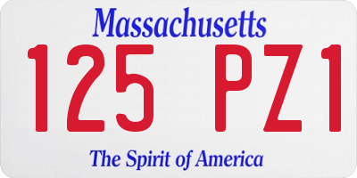 MA license plate 125PZ1