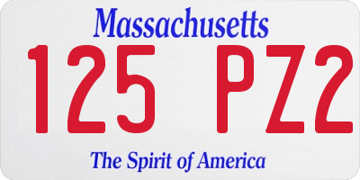 MA license plate 125PZ2