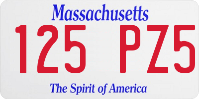 MA license plate 125PZ5