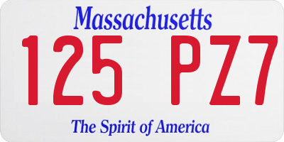 MA license plate 125PZ7