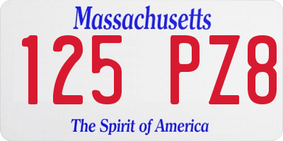 MA license plate 125PZ8