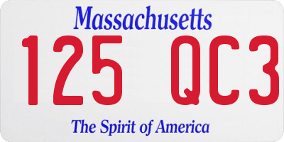 MA license plate 125QC3