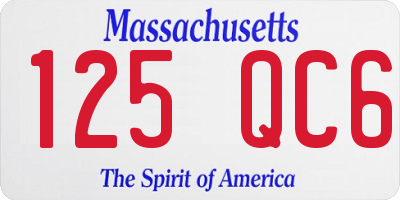 MA license plate 125QC6