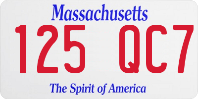 MA license plate 125QC7