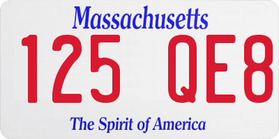 MA license plate 125QE8