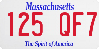 MA license plate 125QF7