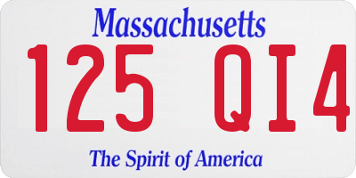 MA license plate 125QI4